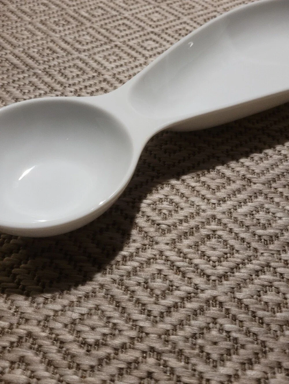 Vintage Crate & Barrel White Porcelain Double Spoon Rest / Utensil Holder